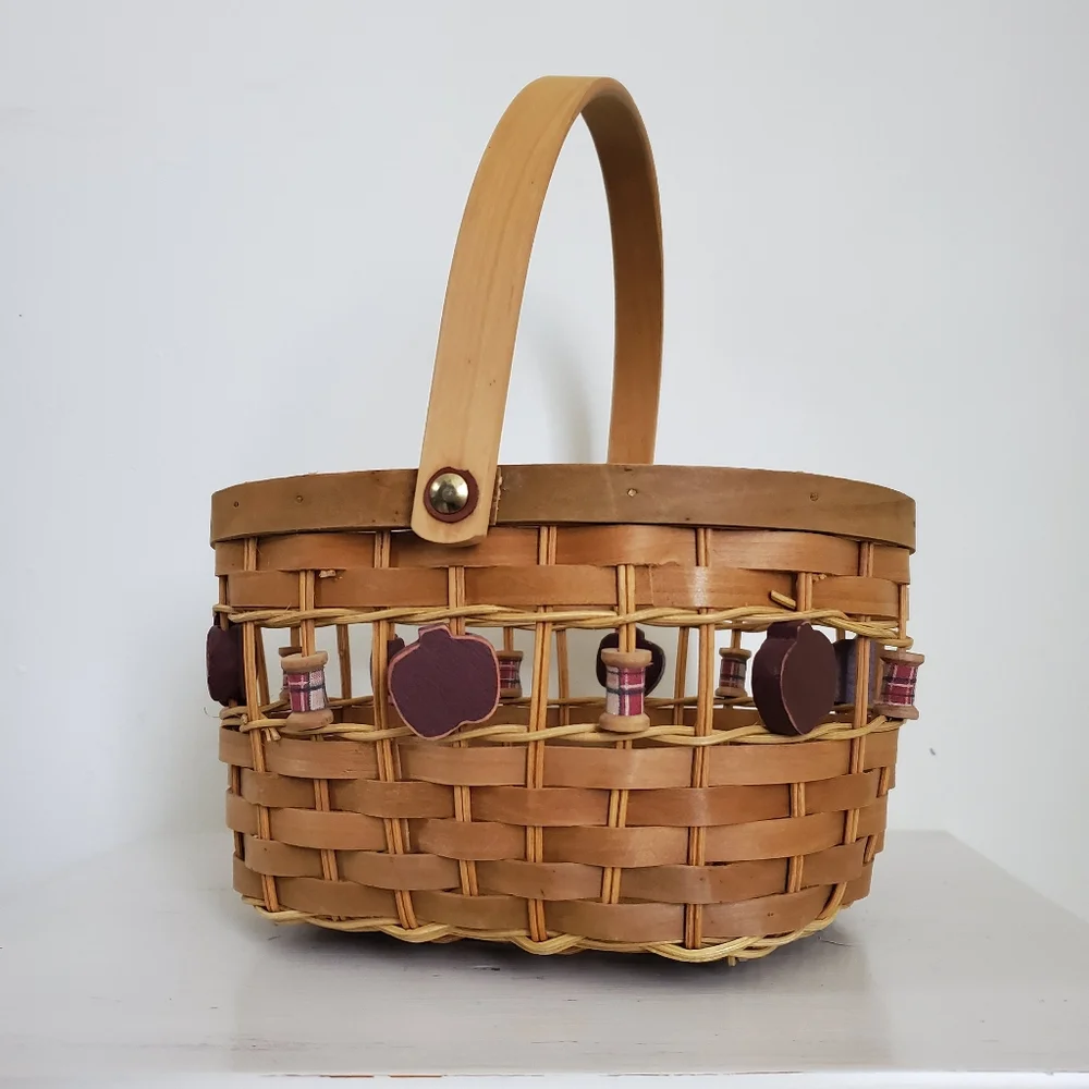 Apple & Spool Woven Wooden Basket
